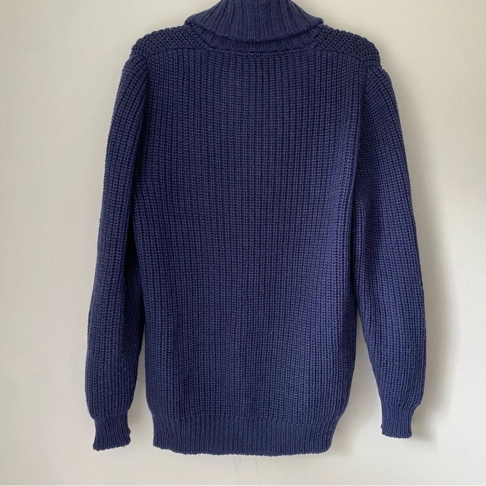 Beretta Sweater Men's Large Navy Blue Merino Wool Schawl Collar Made in Italy